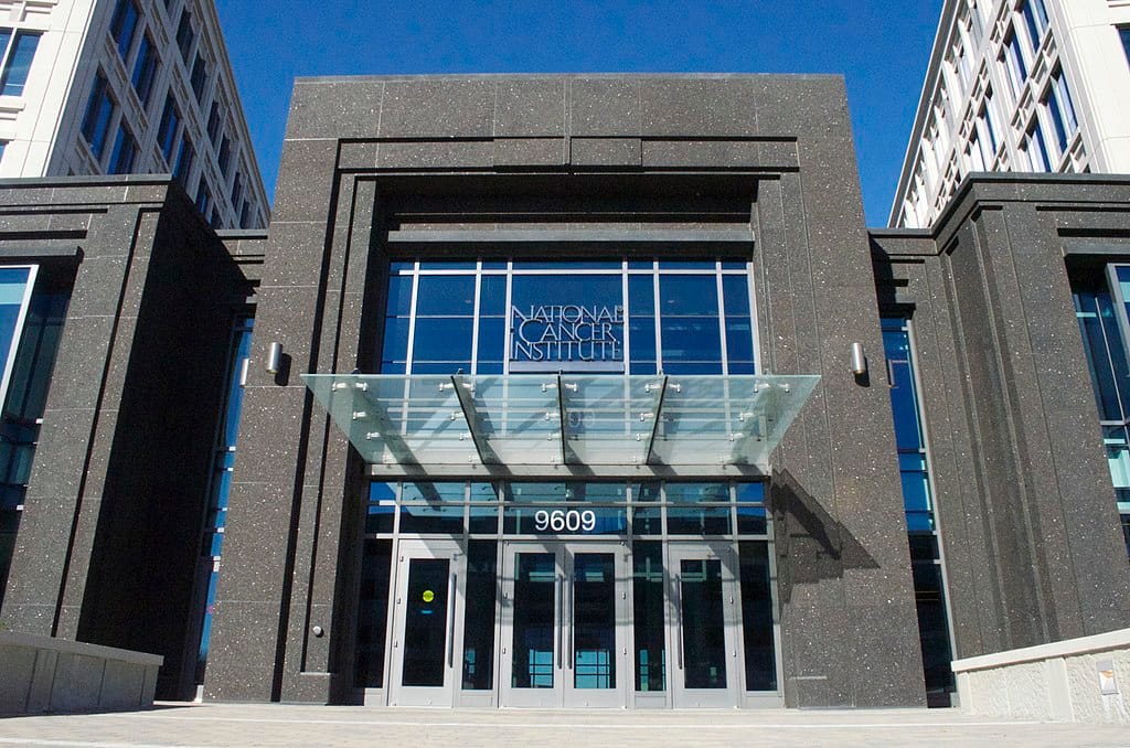 The front of a National Cancer Institute building